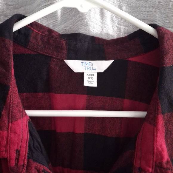 Time and Tru Blk/Red Buffalo Plaid Flannel-Size XXXL - Picture 3 of 6